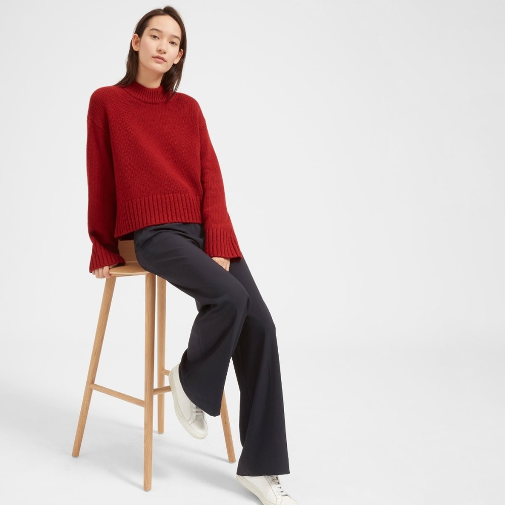Everlane The Wool-Cashmere Square Crew Red